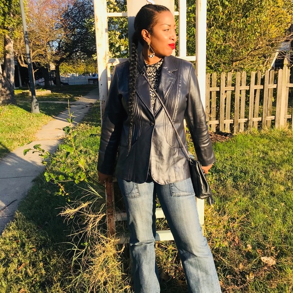 Black Leather Blazer - Picture 1 of 3